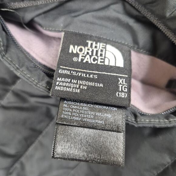The North Face Girls XL 18 Reversible Jacket Fleece Sherpa Purple Gray Full Zip - Picture 11 of 13